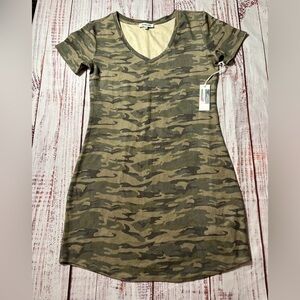Another Love faux suede Camouflage V-Neck Dress NWT